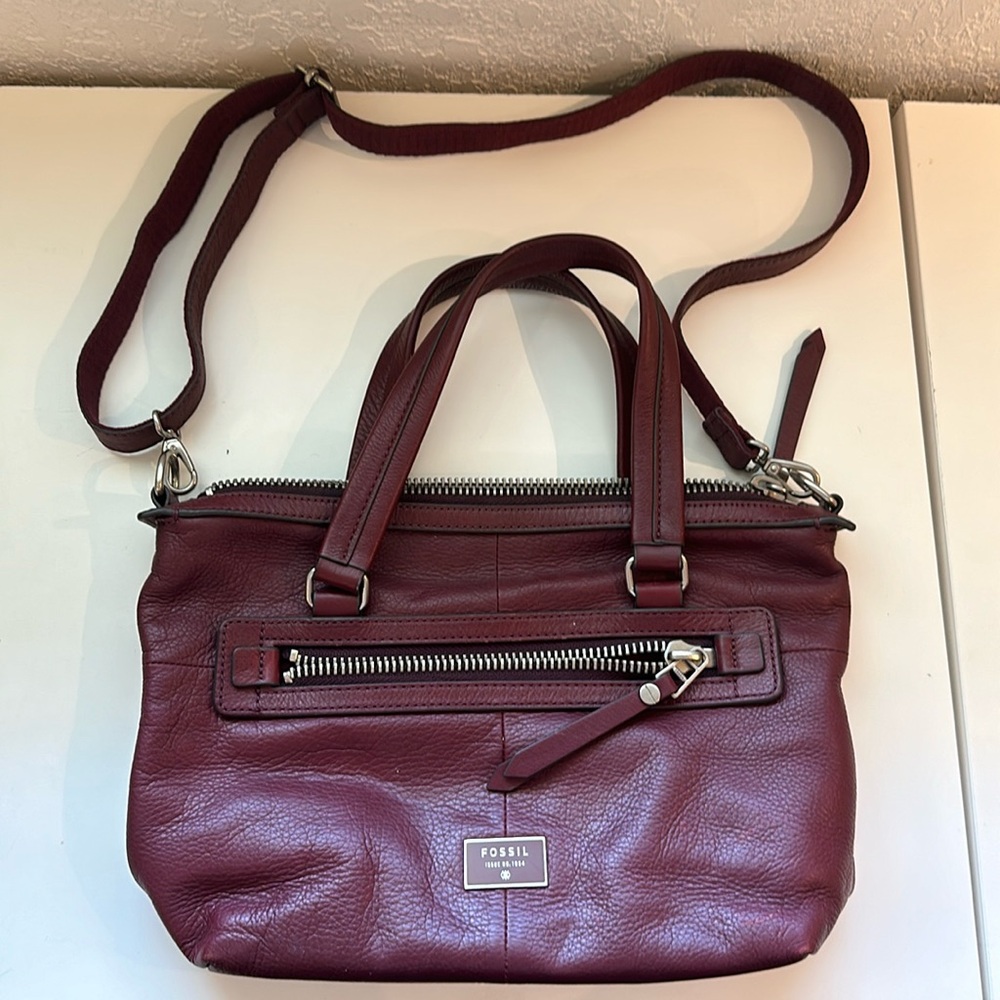 Burgundy Fossil Crossbody Bag